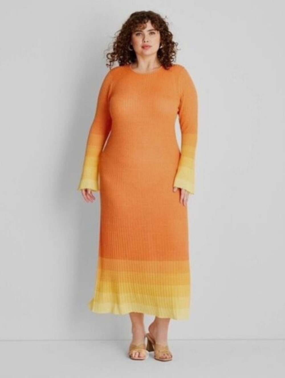 Orange Ombre Sleeve Maxi Dress - Unbranded